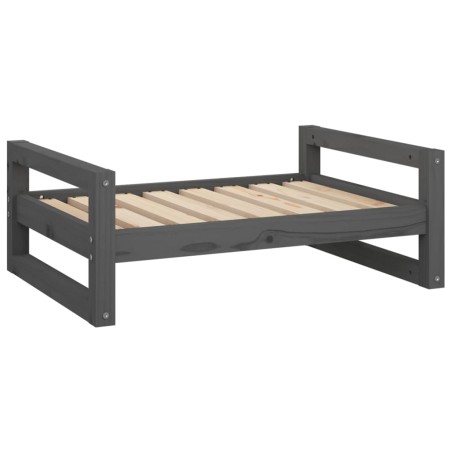 vidaXL Cama para perros madera maciza de pino gris 75,5x55,5x28 cm
