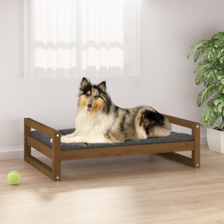 vidaXL Cama para perros madera maciza pino marrón miel 95,5x65,5x28 cm