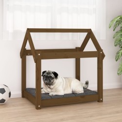 vidaXL Cama para perros madera maciza pino marrón miel 71x55x70 cm