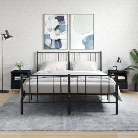 vidaXL Mesitas de noche 2 uds madera de ingeniería negro 40x35x50 cm