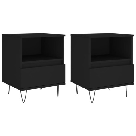 vidaXL Mesitas de noche 2 uds madera de ingeniería negro 40x35x50 cm