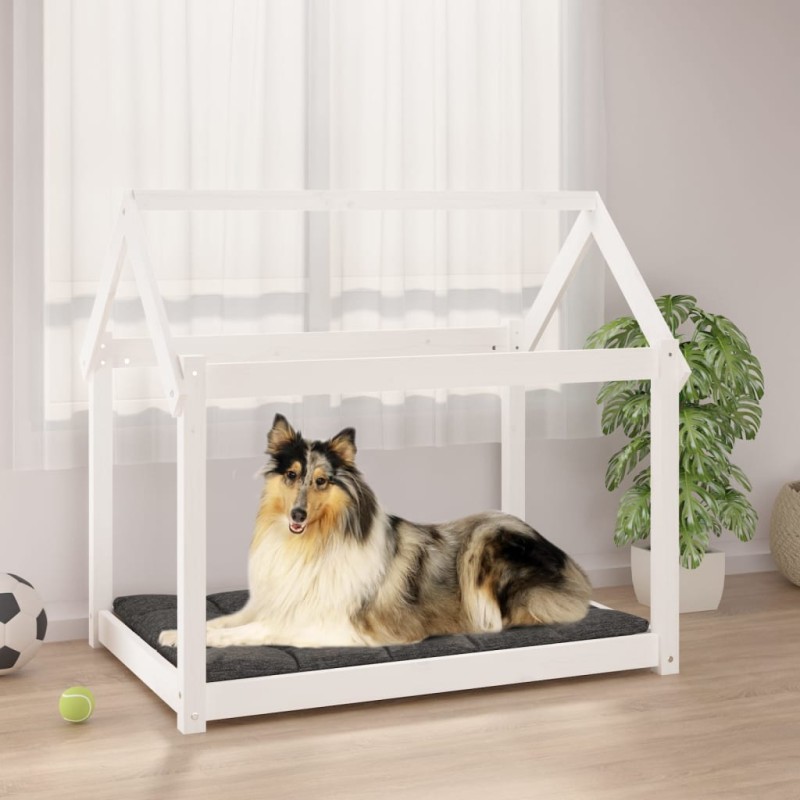 vidaXL Cama para perros madera maciza de pino blanco 101x70x90 cm vidaXL Cama para perros madera maciza de pino blanco 101x70x90 cm