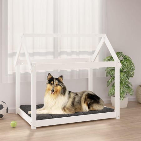 vidaXL Cama para perros madera maciza de pino blanco 101x70x90 cm