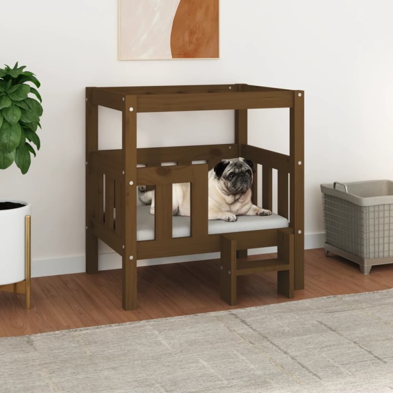 vidaXL Cama para perros madera maciza pino marrón miel 65,5x43x70 cm vidaXL Cama para perros madera maciza pino marrón miel 65,5x43x70 cm