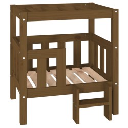 vidaXL Cama para perros madera maciza pino marrón miel 65,5x43x70 cm