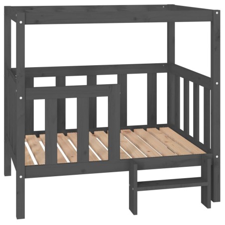 vidaXL Cama para perros madera maciza de pino gris 105,5x83,5x100 cm