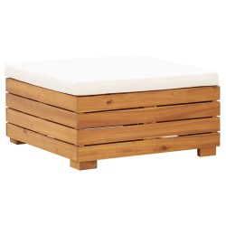 vidaXL Reposapiés seccional con cojín madera maciza de acacia
