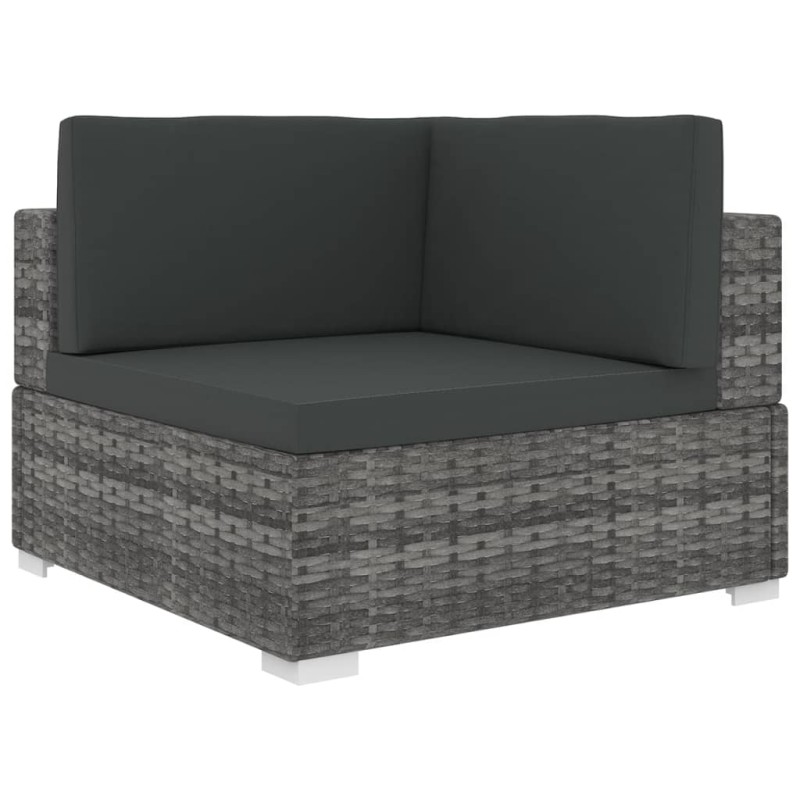 vidaXL Asiento seccional de esquina con cojines 1 ud ratán PE gris vidaXL Asiento seccional de esquina con cojines 1 ud ratán PE gris