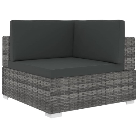 vidaXL Asiento seccional de esquina con cojines 1 ud ratán PE gris