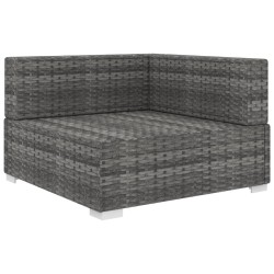 vidaXL Asiento seccional de esquina con cojines 1 ud ratán PE gris