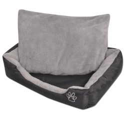 vidaXL Cama para perro con cojín acolchado Talla M negra