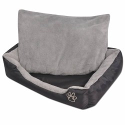 vidaXL Cama para perro con cojín acolchado XL negra