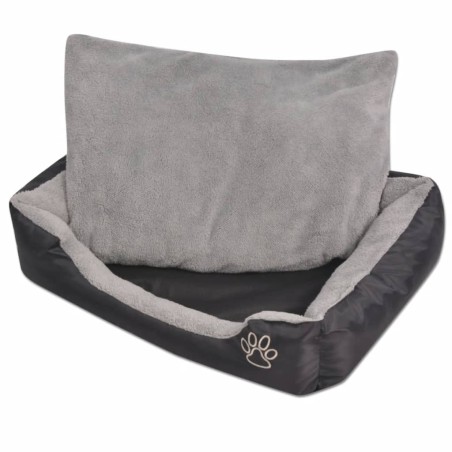 vidaXL Cama para perro con cojín acolchado XL negra