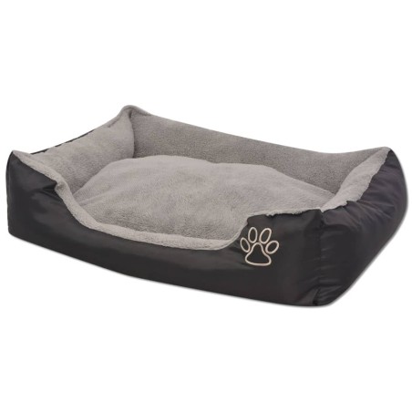 vidaXL Cama para perro con cojín acolchado XL negra