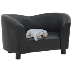 vidaXL Sofá para perros cuero sintético negro 67x41x39 cm
