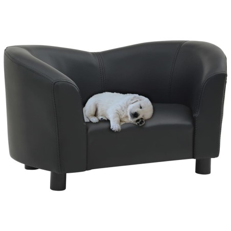 vidaXL Sofá para perros cuero sintético negro 67x41x39 cm