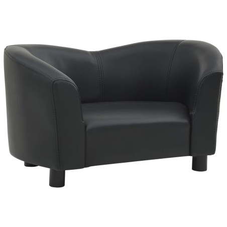vidaXL Sofá para perros cuero sintético negro 67x41x39 cm