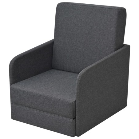  vidaXL Sillón convertible en cama tela gris oscuro