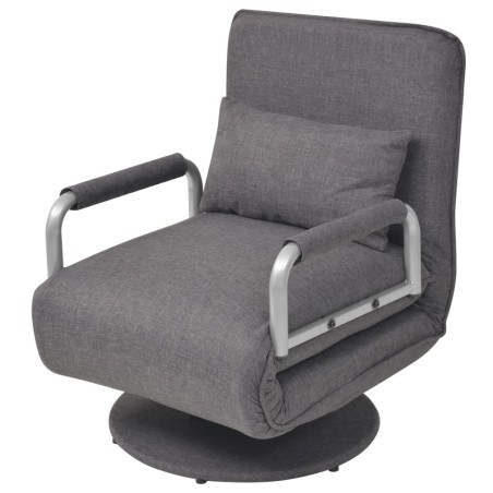 vidaXL Silla giratoria y sofá cama tela gris oscuro 
