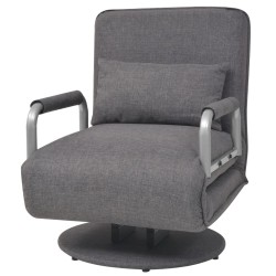 vidaXL Silla giratoria y sofá cama tela gris oscuro 