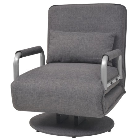 vidaXL Silla giratoria y sofá cama tela gris oscuro 
