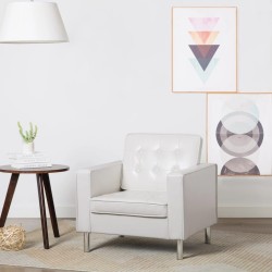 vidaXL Sillón de cuero sintético blanco 