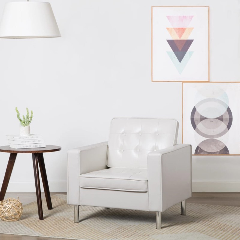 vidaXL Sillón de cuero sintético blanco vidaXL Sillón de cuero sintético blanco
