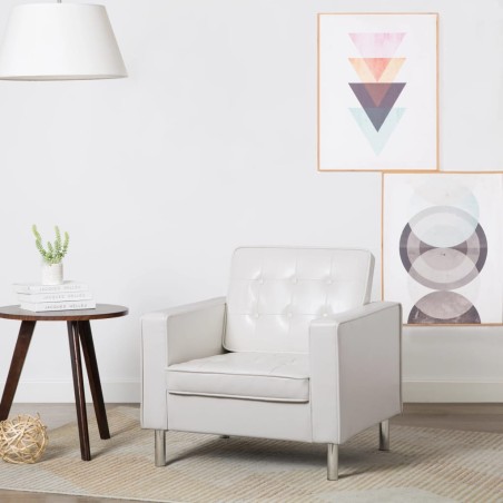 vidaXL Sillón de cuero sintético blanco 