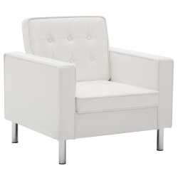 vidaXL Sillón de cuero sintético blanco 