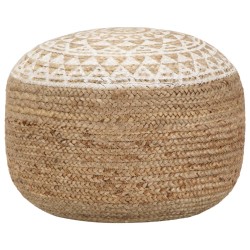 vidaXL Puf tejido a mano yute blanco 45x30 cm