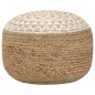 vidaXL Puf tejido a mano yute blanco 45x30 cm vidaXL Puf tejido a mano yute blanco 45x30 cm