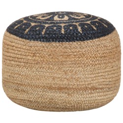 vidaXL Puf hecho a mano azul 45x30 cm yute