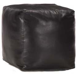 vidaXL Puf negro 40x40x40 cm cuero genuino de cabra 