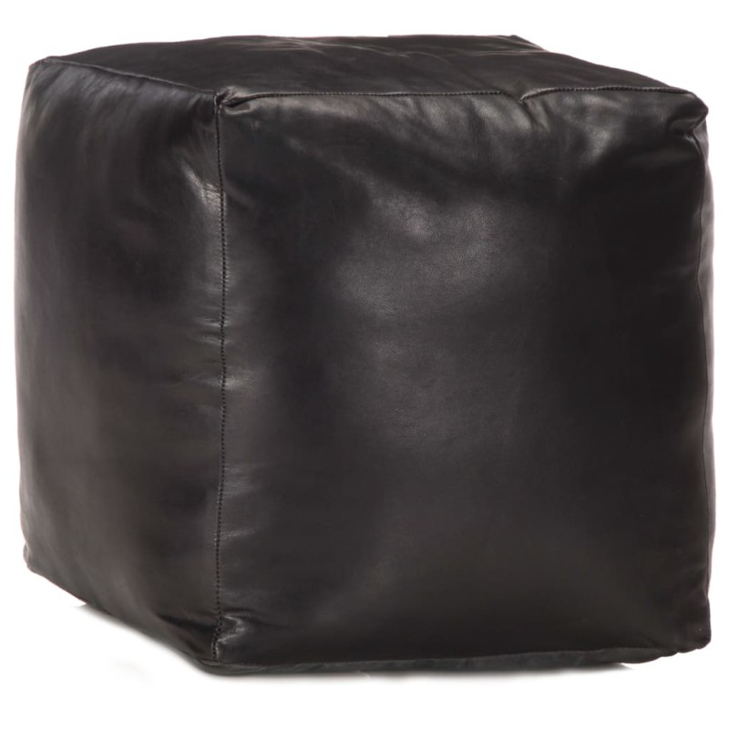 vidaXL Puf negro 40x40x40 cm cuero genuino de cabra vidaXL Puf negro 40x40x40 cm cuero genuino de cabra