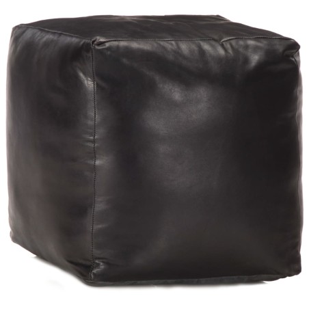 vidaXL Puf negro 40x40x40 cm cuero genuino de cabra 