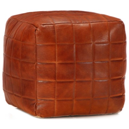 vidaXL Puf marrón 40x40x40 cm cuero auténtico de cabra