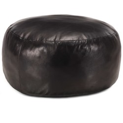 vidaXL Puf negro 60x30 cm cuero auténtico de cabra