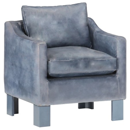 vidaXL Sillón con diseño de cubo cuero auténtico gris