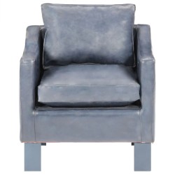 vidaXL Sillón con diseño de cubo cuero auténtico gris