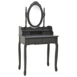 vidaXL Juego de tocador y taburete madera paulownia gris 75x69x140 cm