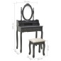 vidaXL Juego de tocador y taburete madera paulownia gris 75x69x140 cm vidaXL Juego de tocador y taburete madera paulownia gris 75x69x140 cm