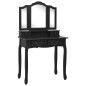 vidaXL Juego de tocador y taburete madera paulownia negro 80x69x141 cm vidaXL Juego de tocador y taburete madera paulownia negro 80x69x141 cm
