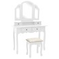 vidaXL Set de tocador y taburete madera paulownia blanco 100x40x146cm vidaXL Set de tocador y taburete madera paulownia blanco 100x40x146cm