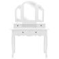 vidaXL Set de tocador y taburete madera paulownia blanco 100x40x146cm vidaXL Set de tocador y taburete madera paulownia blanco 100x40x146cm