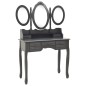 vidaXL Tocador con taburete y espejo triple plegable gris