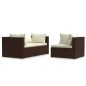 vidaXL Set muebles de jardín 3 pzas y cojines ratán sintético marrón vidaXL Set muebles de jardín 3 pzas y cojines ratán sintético marrón