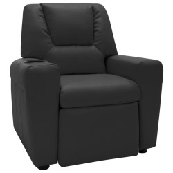 vidaXL Sillón reclinable para niños cuero sintético negro