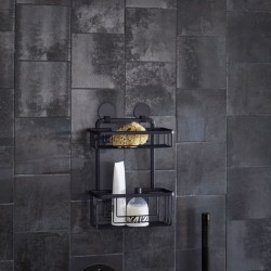 Kleine Wolke Estantería de ducha doble Rocco rectangular negro