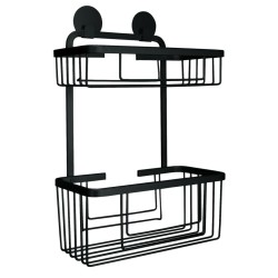 Kleine Wolke Estantería de ducha doble Rocco rectangular negro