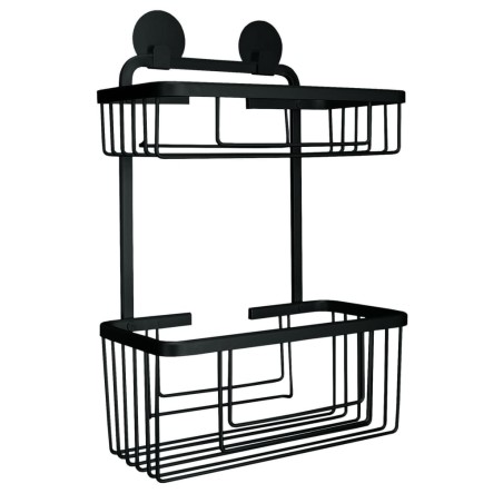 Kleine Wolke Estantería de ducha doble Rocco rectangular negro